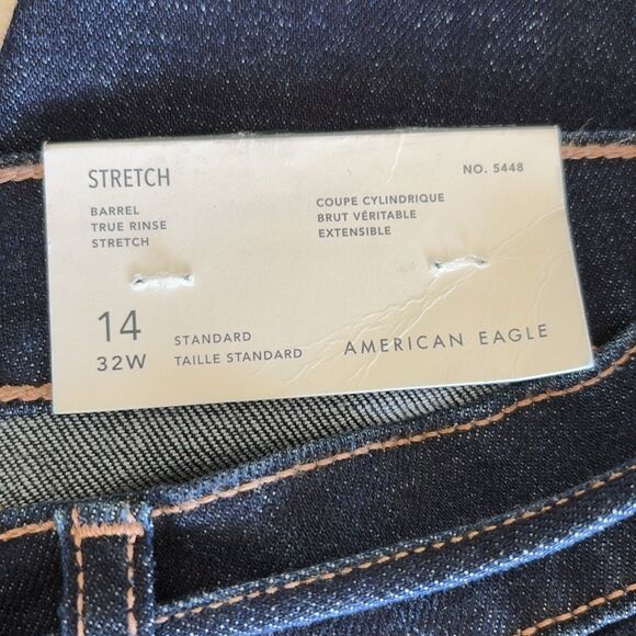 NWT American Eagle Stretch Barrel Jeans in True Rinse Size 14 - Picture 7 of 14